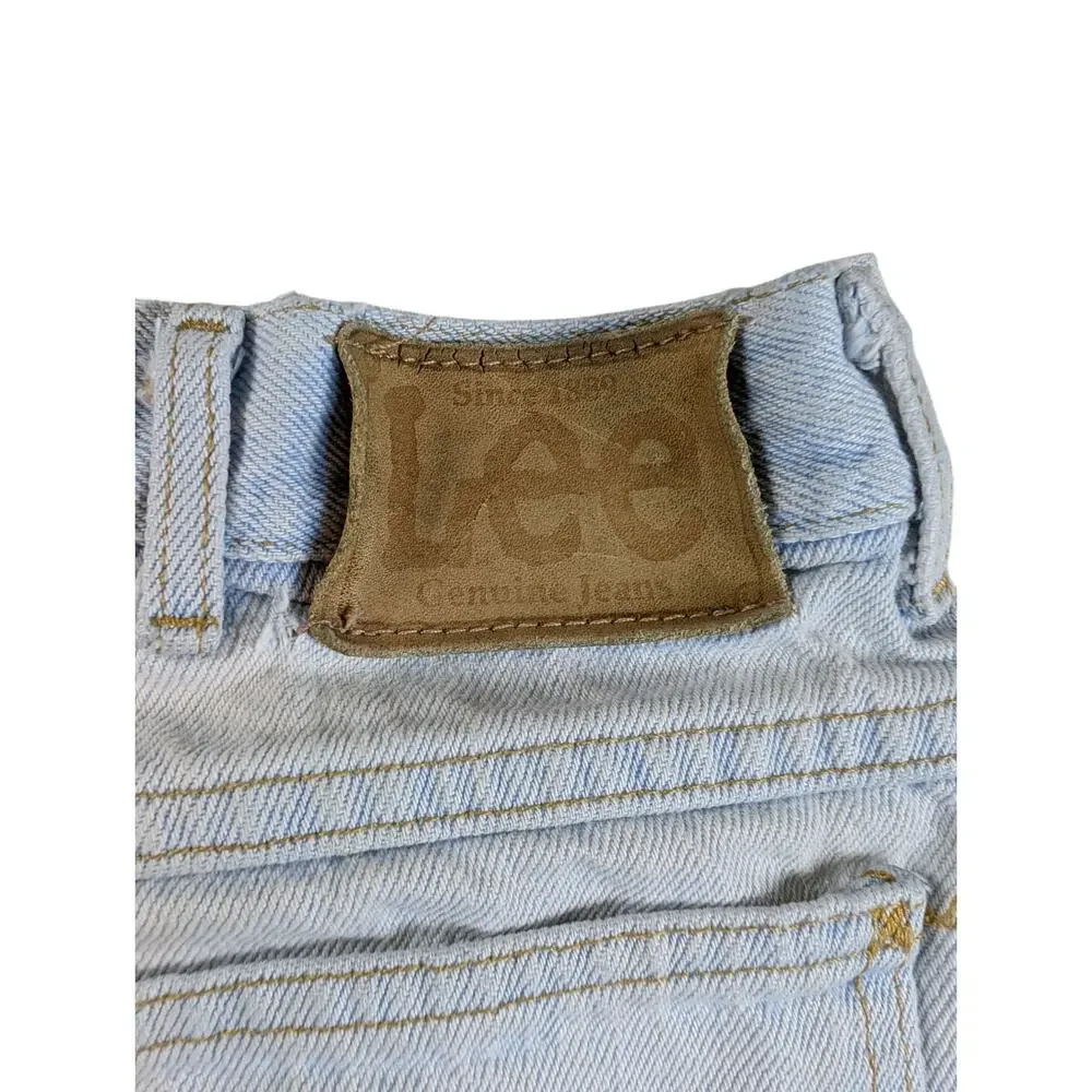 Lee VTG Jean Shorts Mens 32 Light Wash Distressed Y2K Made in USA Jorts Baggy